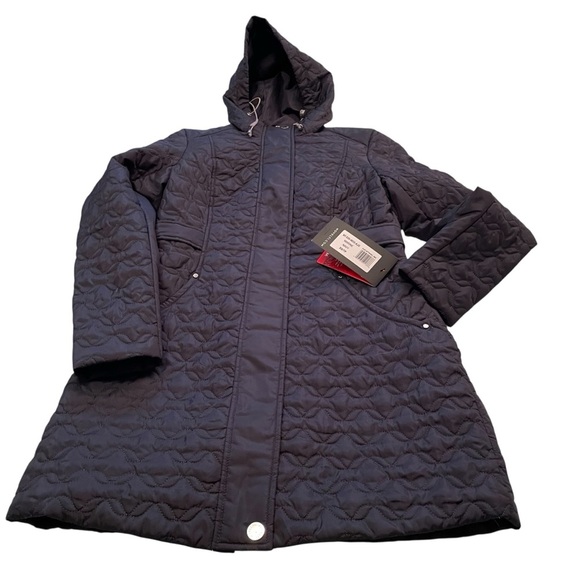 Novelti Quilted Navy Hooded Jacket-Size XS-NWT-Water Repellant-Thin-Lightweight - Picture 7 of 14
